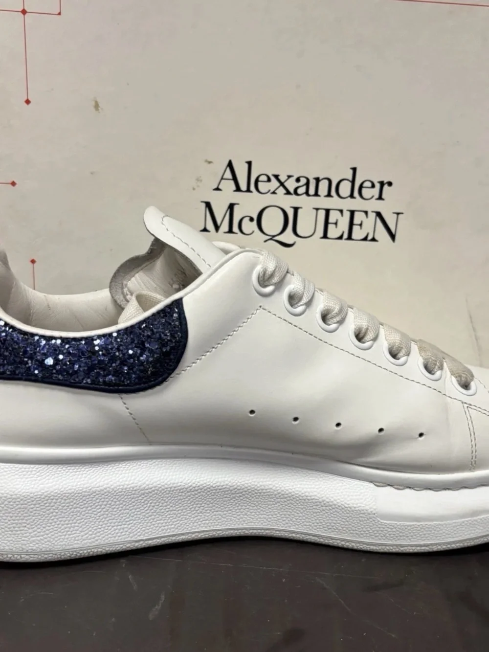 alexander mcqueen sneakers navy glitter sz 40